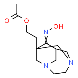 ChemSpider 2D Image | 2-[9-(Hydroxyimino)-3,6-diazatricyclo[4.3.1.1~3,8~]undec-1-yl]ethyl acetate | C13H21N3O3