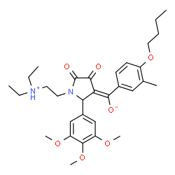 ChemSpider 2D Image | (E)-(4-Butoxy-3-methylphenyl){1-[2-(diethylammonio)ethyl]-4,5-dioxo-2-(3,4,5-trimethoxyphenyl)-3-pyrrolidinylidene}methanolate | C31H42N2O7