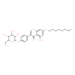 ChemSpider 2D Image | 4-[5-Hydroxy-7-(octyloxy)-4-oxo-4H-chromen-3-yl]phenyl hexopyranoside | C29H36O10