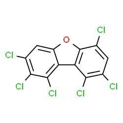 ChemSpider 2D Image | 1,2,3,6,8,9-HEXACHLORODIBENZOFURAN | C12H2Cl6O