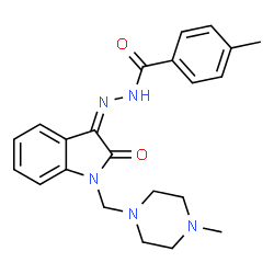 ChemSpider 2D Image | 4-Methyl-N'-{(3Z)-1-[(4-methyl-1-piperazinyl)methyl]-2-oxo-1,2-dihydro-3H-indol-3-ylidene}benzohydrazide | C22H25N5O2