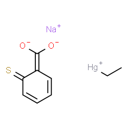 ChemSpider 2D Image | Ethylmercury(1+) sodium (6-thioxo-2,4-cyclohexadien-1-ylidene)methanediolate (1:1:1) | C9H9HgNaO2S