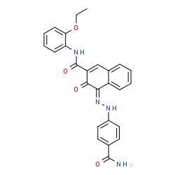 ChemSpider 2D Image | (4E)-4-[(4-Carbamoylphenyl)hydrazono]-N-(2-ethoxyphenyl)-3-oxo-3,4-dihydro-2-naphthalenecarboxamide | C26H22N4O4