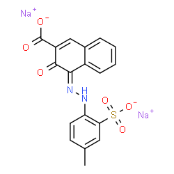ChemSpider 2D Image | Disodium (4E)-4-[(4-methyl-2-sulfonatophenyl)hydrazono]-3-oxo-3,4-dihydro-2-naphthalenecarboxylate | C18H12N2Na2O6S