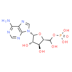 ChemSpider 2D Image | (R)-[(2S,3S,4S,5R)-5-(6-Amino-9H-purin-9-yl)-3,4-dihydroxytetrahydro-2-furanyl](hydroxy)methyl dihydrogen phosphate (non-preferred name) | C10H14N5O8P