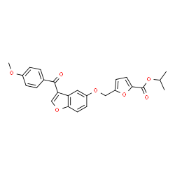 ChemSpider 2D Image | Isopropyl 5-({[3-(4-methoxybenzoyl)-1-benzofuran-5-yl]oxy}methyl)-2-furoate | C25H22O7