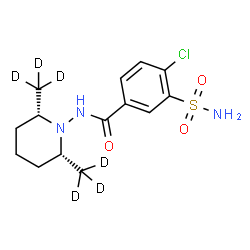 ChemSpider 2D Image | N-{(2R,6S)-2,6-Bis[(~2~H_3_)methyl]-1-piperidinyl}-4-chloro-3-sulfamoylbenzamide | C14H14D6ClN3O3S