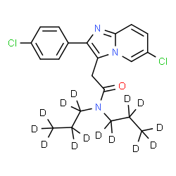 ChemSpider 2D Image | 2-[6-Chloro-2-(4-chlorophenyl)imidazo[1,2-a]pyridin-3-yl]-N,N-bis[(~2~H_7_)propyl]acetamide | C21H9D14Cl2N3O