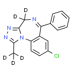 ChemSpider 2D Image | 8-Chloro-1-(~2~H_3_)methyl-6-phenyl(4,4-~2~H_2_)-4H-[1,2,4]triazolo[4,3-a][1,4]benzodiazepine | C17H8D5ClN4