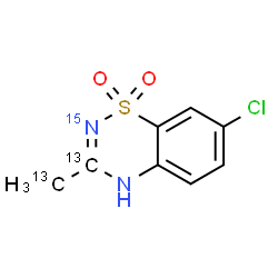 ChemSpider 2D Image | 7-Chloro-3-(~13~C)methyl(3-~13~C,2-~15~N)-4H-1,2,4-benzothiadiazine 1,1-dioxide | C613C2H7ClN15NO2S