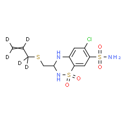 ChemSpider 2D Image | 6-Chloro-3-{[(~2~H_5_)-2-propen-1-ylsulfanyl]methyl}-3,4-dihydro-2H-1,2,4-benzothiadiazine-7-sulfonamide 1,1-dioxide | C11H9D5ClN3O4S3