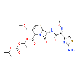 ChemSpider 2D Image | 1-[(Isopropoxycarbonyl)oxy]ethyl (6R,7R)-7-{[(2Z)-2-(2-amino-1,3-thiazol-4-yl)-2-(methoxyimino)acetyl]amino}-3-(methoxymethyl)-8-oxo-5-thia-1-azabicyclo[4.2.0]oct-3-ene-2-carboxylate | C21H27N5O9S2