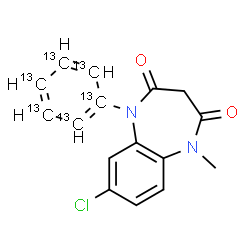 ChemSpider 2D Image | 7-Chloro-1-methyl-5-(~13~C_6_)phenyl-1H-1,5-benzodiazepine-2,4(3H,5H)-dione | C1013C6H13ClN2O2