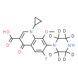 ChemSpider 2D Image | 1-Cyclopropyl-6-fluoro-8-methoxy-4-oxo-7-[(2,2,3,3,5,5,6,6-~2~H_8_)-1-piperazinyl]-1,4-dihydro-3-quinolinecarboxylic acid | C18H12D8FN3O4