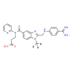 ChemSpider 2D Image | N-{[2-{[(4-Carbamimidoylphenyl)amino]methyl}-1-(~2~H_3_)methyl-1H-benzimidazol-5-yl]carbonyl}-N-2-pyridinyl-beta-alanine | C25H22D3N7O3