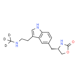 ChemSpider 2D Image | (4S)-4-[(3-{2-[(~2~H_3_)Methylamino]ethyl}-1H-indol-5-yl)methyl]-1,3-oxazolidin-2-one | C15H16D3N3O2