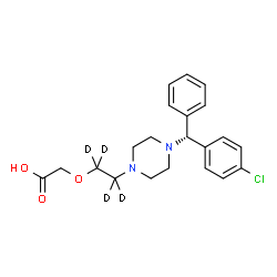 ChemSpider 2D Image | {[2-{4-[(R)-(4-Chlorophenyl)(phenyl)methyl]-1-piperazinyl}(~2~H_4_)ethyl]oxy}acetic acid | C21H21D4ClN2O3