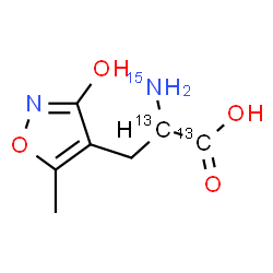 ChemSpider 2D Image | 3-(3-Hydroxy-5-methyl-1,2-oxazol-4-yl)(1,2-~13~C_2_,~15~N)alanine | C513C2H10N15NO4