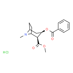 ChemSpider 2D Image | Methyl (2S,3R)-3-(benzoyloxy)-8-methyl-8-azabicyclo[3.2.1]octane-2-carboxylate hydrochloride (1:1) | C17H22ClNO4