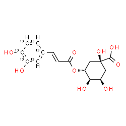 ChemSpider 2D Image | (1S,3R,4R,5R)-3-({(2E)-3-[3,4-Dihydroxy(~13~C_6_)phenyl]-2-propenoyl}oxy)-1,4,5-trihydroxycyclohexanecarboxylic acid | C1013C6H18O9