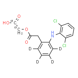 ChemSpider 2D Image | (2-{2-[(2,6-Dichlorophenyl)amino](~2~H_4_)phenyl}acetoxy)(~13~C_2_)acetic acid | C1413C2H9D4Cl2NO4