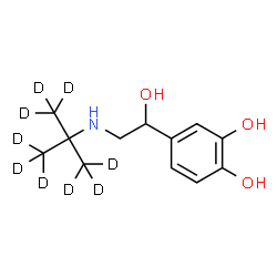 ChemSpider 2D Image | 4-(1-Hydroxy-2-{[2-(~2~H_3_)methyl(~2~H_6_)-2-propanyl]amino}ethyl)-1,2-benzenediol | C12H10D9NO3