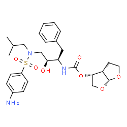ChemSpider 2D Image | (3R,3aS,6aR)-Hexahydrofuro[2,3-b]furan-3-yl [(2R,3S)-4-{[(4-aminophenyl)sulfonyl](isobutyl)amino}-3-hydroxy-1-phenyl-2-butanyl]carbamate | C27H37N3O7S