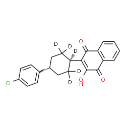 ChemSpider 2D Image | 2-[4-(4-Chlorophenyl)(1,2,2,6,6-~2~H_5_)cyclohexyl]-3-hydroxy-1,4-naphthoquinone | C22H14D5ClO3