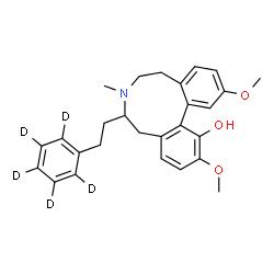 ChemSpider 2D Image | 2,12-Dimethoxy-7-methyl-6-[2-(~2~H_5_)phenylethyl]-6,7,8,9-tetrahydro-5H-dibenzo[d,f]azonin-1-ol | C27H26D5NO3