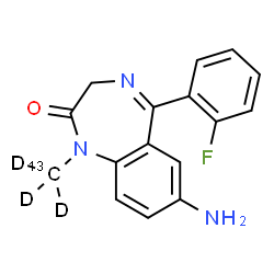 ChemSpider 2D Image | 7-Amino-5-(2-fluorophenyl)-1-(~13~C,~2~H_3_)methyl-1,3-dihydro-2H-1,4-benzodiazepin-2-one | C1513CH11D3FN3O