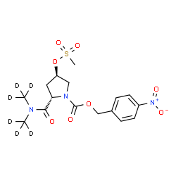 ChemSpider 2D Image | 4-Nitrobenzyl (2S,4R)-2-{bis[(~2~H_3_)methyl]carbamoyl}-4-[(methylsulfonyl)oxy]-1-pyrrolidinecarboxylate | C16H15D6N3O8S