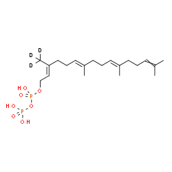 ChemSpider 2D Image | (2E,6E,10E)-7,11,15-Trimethyl-3-(~2~H_3_)methyl-2,6,10,14-hexadecatetraen-1-yl trihydrogen diphosphate | C20H33D3O7P2