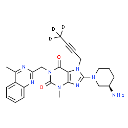 ChemSpider 2D Image | 8-[(3R)-3-Amino-1-piperidinyl]-7-[(4,4,4-~2~H_3_)-2-butyn-1-yl]-3-methyl-1-[(4-methyl-2-quinazolinyl)methyl]-3,7-dihydro-1H-purine-2,6-dione | C25H25D3N8O2