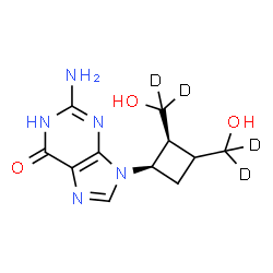 ChemSpider 2D Image | 2-Amino-9-{(1R,2S)-2,3-bis[hydroxy(~2~H_2_)methyl]cyclobutyl}-1,9-dihydro-6H-purin-6-one | C11H11D4N5O3