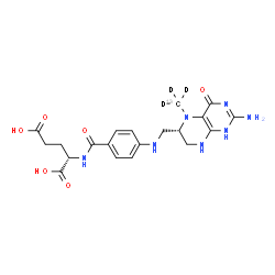 ChemSpider 2D Image | N-[4-({[(6S)-2-Amino-5-(~13~C,~2~H_3_)methyl-4-oxo-1,4,5,6,7,8-hexahydro-6-pteridinyl]methyl}amino)benzoyl]-L-glutamic acid | C1913CH22D3N7O6