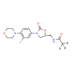 ChemSpider 2D Image | N-({(5R)-3-[3-Fluoro-4-(4-morpholinyl)phenyl]-2-oxo-1,3-oxazolidin-5-yl}methyl)(~2~H_3_)acetamide | C16H17D3FN3O4