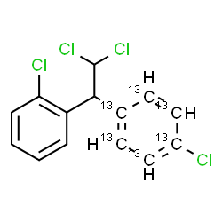 ChemSpider 2D Image | 1-Chloro-2-{2,2-dichloro-1-[4-chloro(~13~C_6_)phenyl]ethyl}benzene | C813C6H10Cl4