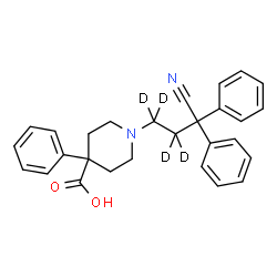 ChemSpider 2D Image | 1-[3-Cyano-3,3-diphenyl(~2~H_4_)propyl]-4-phenyl-4-piperidinecarboxylic acid | C28H24D4N2O2