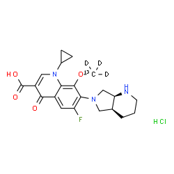 ChemSpider 2D Image | 1-Cyclopropyl-6-fluoro-8-[(~13~C,~2~H_3_)methyloxy]-7-[(4aS,7aS)-octahydro-6H-pyrrolo[3,4-b]pyridin-6-yl]-4-oxo-1,4-dihydro-3-quinolinecarboxylic acid hydrochloride (1:1) | C2013CH22D3ClFN3O4