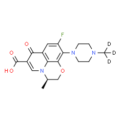 ChemSpider 2D Image | (3R)-9-Fluoro-3-methyl-10-[4-(~2~H_3_)methyl-1-piperazinyl]-7-oxo-2,3-dihydro-7H-[1,4]oxazino[2,3,4-ij]quinoline-6-carboxylic acid | C18H17D3FN3O4