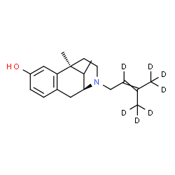 ChemSpider 2D Image | (1S,9S)-1,13-Dimethyl-10-[3-(~2~H_3_)methyl(2,4,4,4-~2~H_4_)-2-buten-1-yl]-10-azatricyclo[7.3.1.0~2,7~]trideca-2,4,6-trien-4-ol | C19H20D7NO