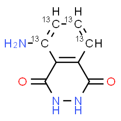 ChemSpider 2D Image | 5-Amino(5,6,7,8-~13~C_4_)-2,3-dihydro-1,4-phthalazinedione | C413C4H7N3O2