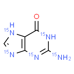 ChemSpider 2D Image | 2-(~15~N)Amino(~15~N_4_)-1,7-dihydro-6H-purin-6-one | C5H515N5O
