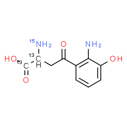 ChemSpider 2D Image | 2-(~15~N)Amino-4-(2-amino-3-hydroxyphenyl)-4-oxo(1,2-~13~C_2_)butanoic acid | C813C2H12N15NO4