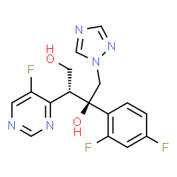 ChemSpider 2D Image | (2R,3R)-3-(2,4-Difluorophenyl)-2-(5-fluoro-4-pyrimidinyl)-4-(1H-1,2,4-triazol-1-yl)-1,3-butanediol | C16H14F3N5O2