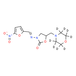 ChemSpider 2D Image | 5-[(~2~H_8_)-4-Morpholinylmethyl]-3-{(E)-[(5-nitro-2-furyl)methylene]amino}-1,3-oxazolidin-2-one | C13H8D8N4O6