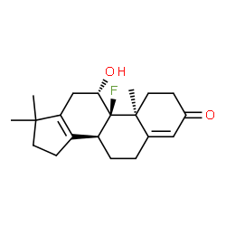 ChemSpider 2D Image | 9?-fluoro-18-nor-17,17-dimethylandrosta-4,13-dien-11?-ol-3-one | C20H27FO2