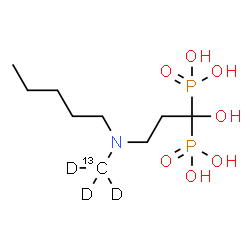 ChemSpider 2D Image | {1-Hydroxy-3-[(~13~C,~2~H_3_)methyl(pentyl)amino]-1,1-propanediyl}bis(phosphonic acid) | C813CH20D3NO7P2