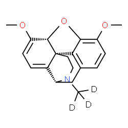 ChemSpider 2D Image | (5alpha)-3,6-Dimethoxy-17-(~2~H_3_)methyl-6,7,8,14-tetradehydro-4,5-epoxymorphinan | C19H18D3NO3