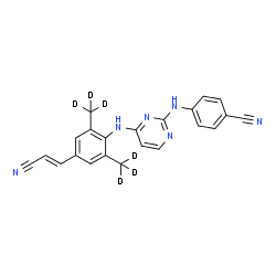 ChemSpider 2D Image | 4-{[4-({4-[(E)-2-Cyanovinyl]-2,6-bis[(~2~H_3_)methyl]phenyl}amino)-2-pyrimidinyl]amino}benzonitrile | C22H12D6N6